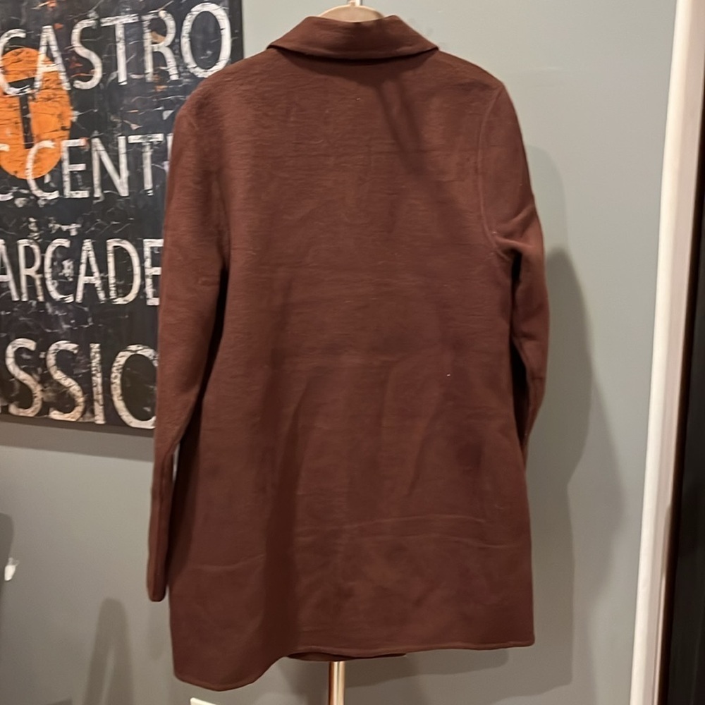 🇪🇸🐠Joie double breasted pea coat overcoat notched collar pockets brown wool - Picture 5 of 12